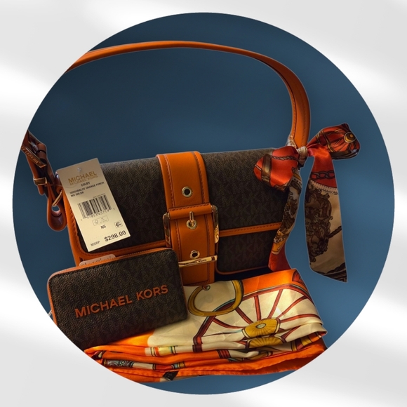 Michael Kors Brown/Orange Shoulder Bag  (WalletNot Included- Sold Separate) - Picture 4 of 5